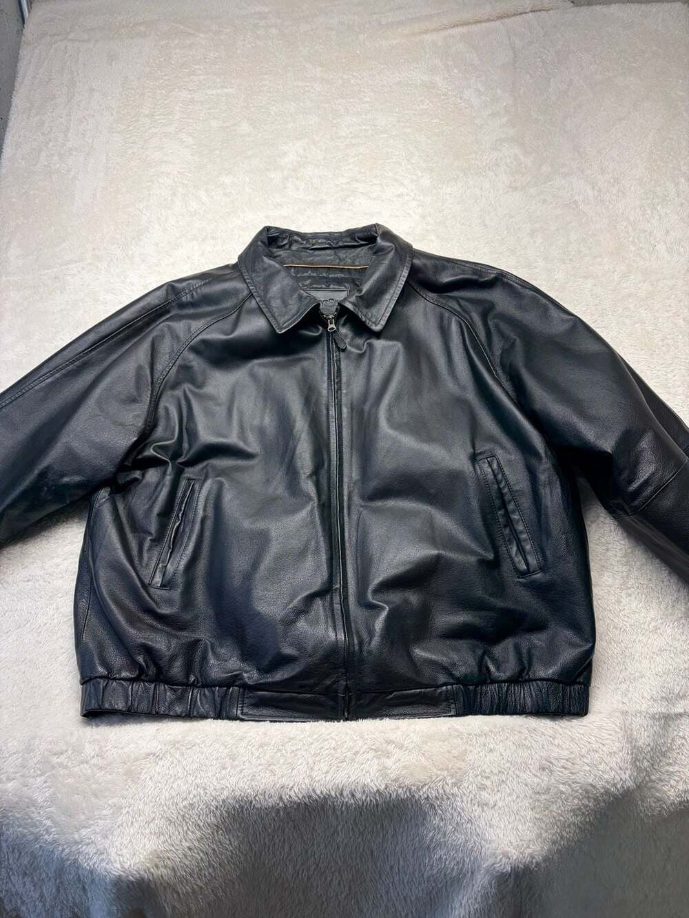 Vintage St. Johns Bay Men's Black Leather Bomber Jacket Size XXL - ,